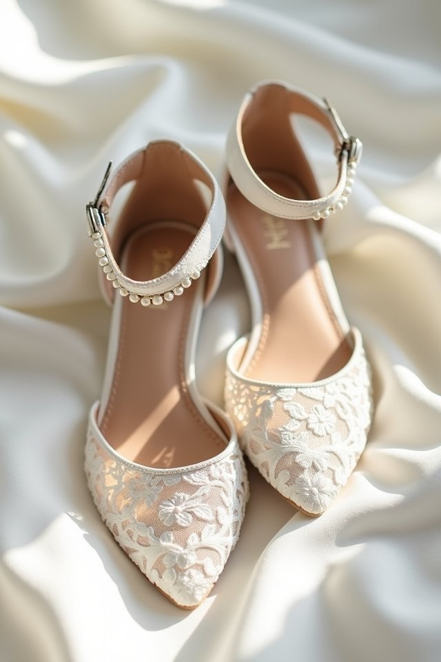chic lace ankle strap flats