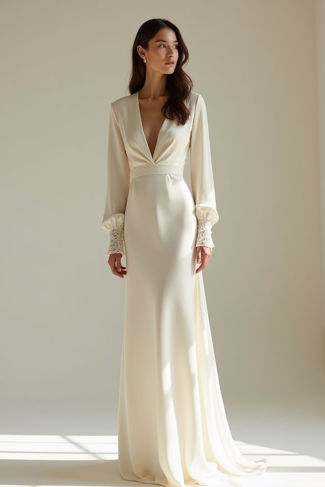 chic long sleeve wedding gowns