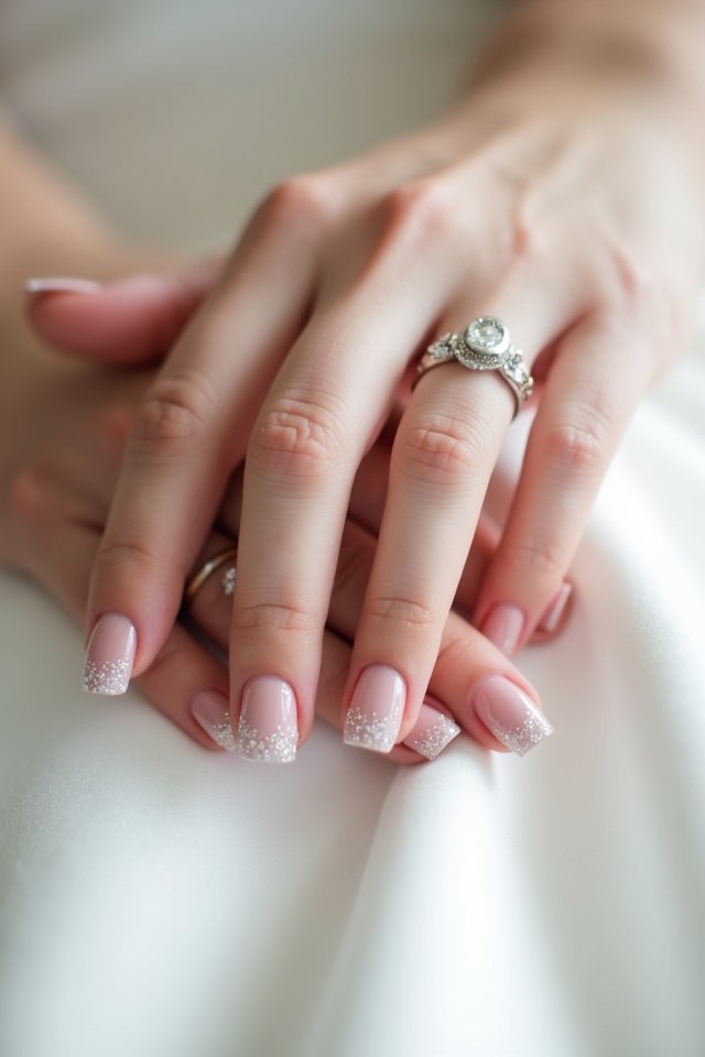 chic metallic bridal nails