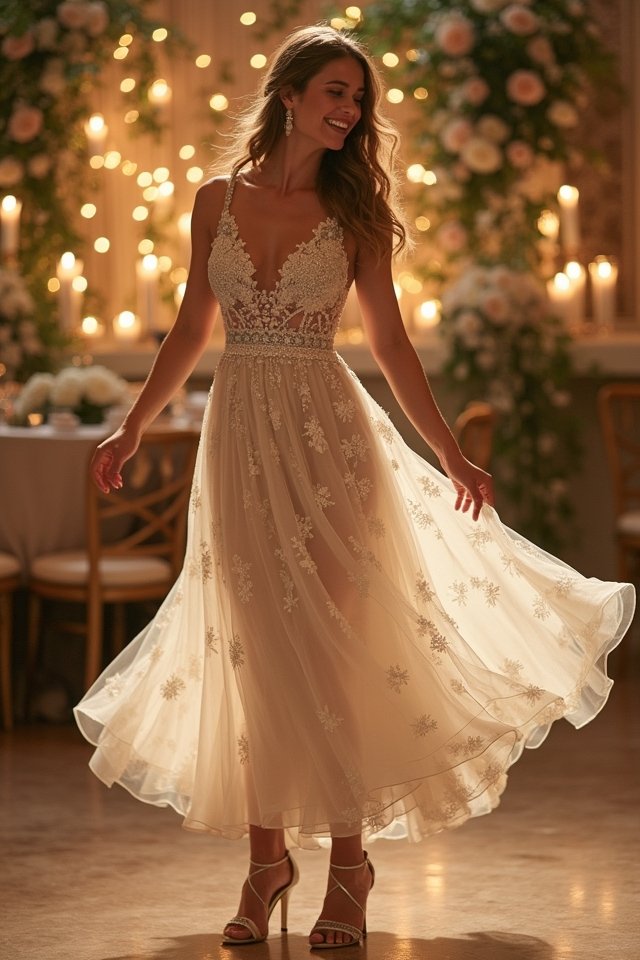 chic midi dress dancing