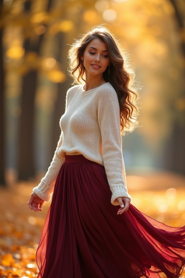 chic midi skirt cozy sweater