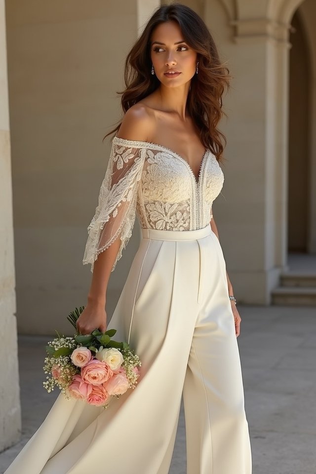 chic modern bridal jumpsuit