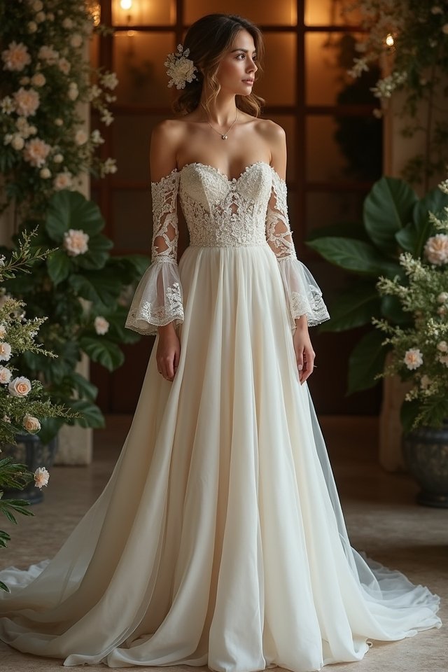 chic off shoulder gown elegance