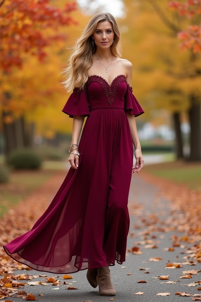 chic off the shoulder ensemble