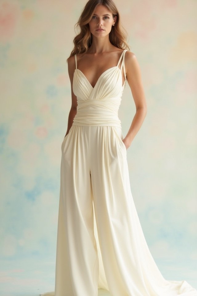 chic structured silk jumpsuit