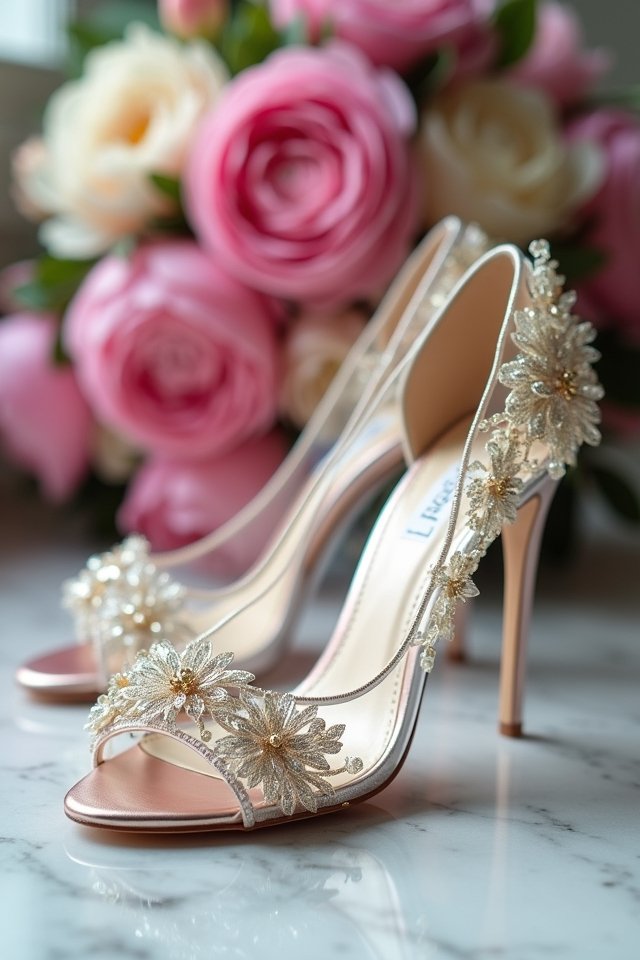 chic transparent wedding heels
