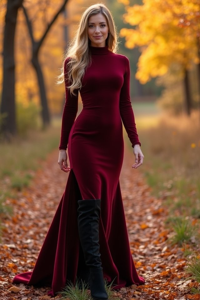 chic turtleneck dress ensemble