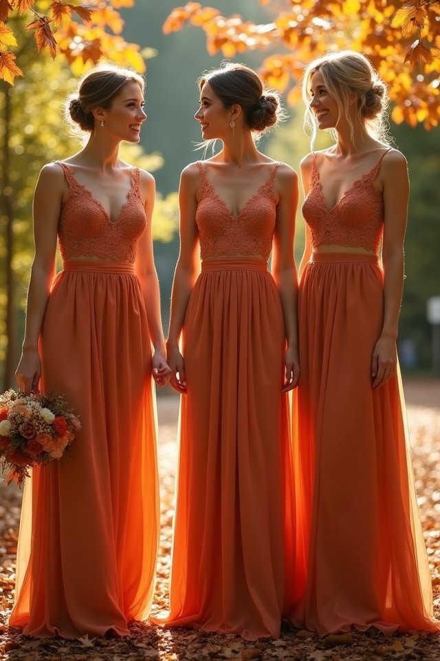 chic two piece burnt orange dress