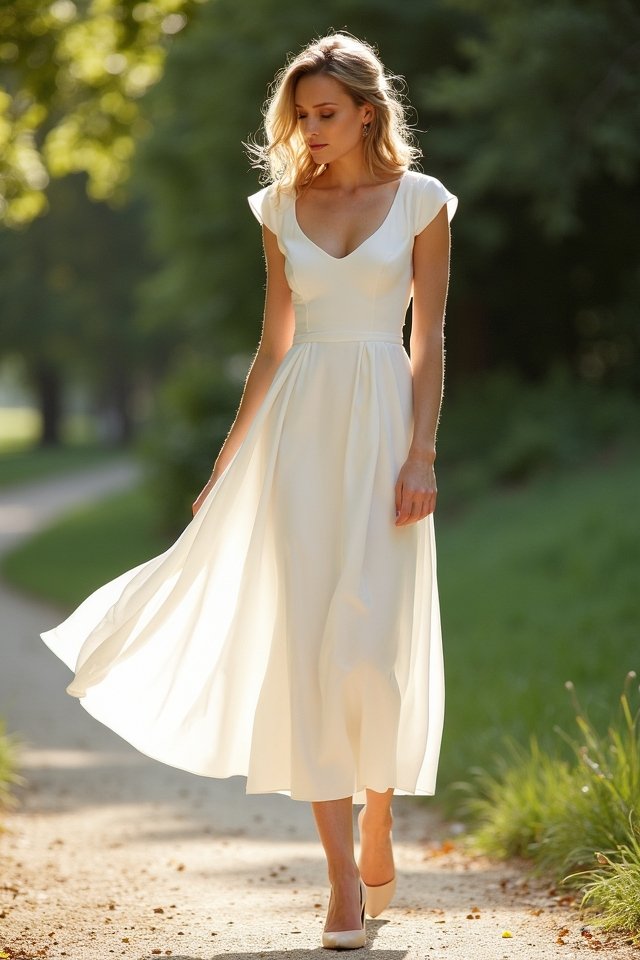 chic white midi dress styling