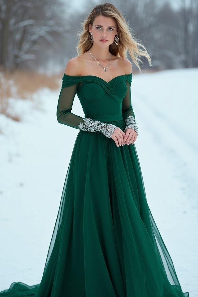 chic winter off shoulder dress