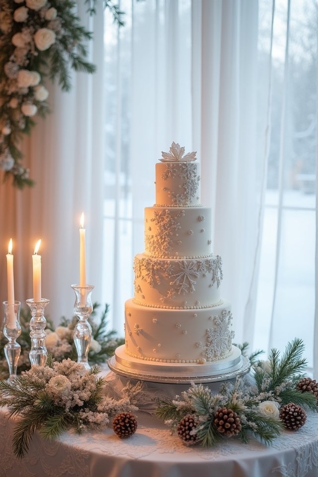 chic winter wedding cake