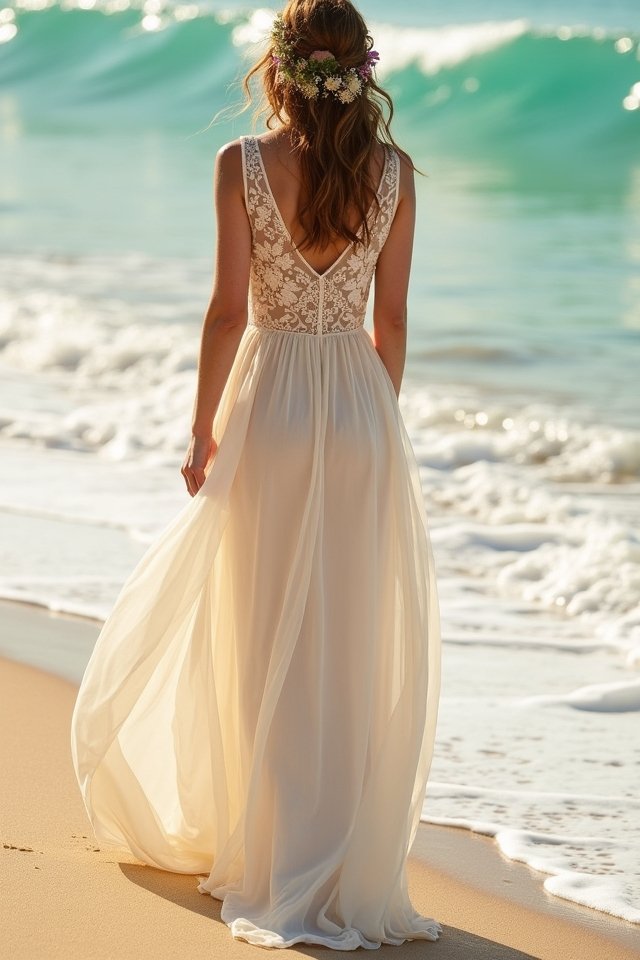 chiffon a line beach gown