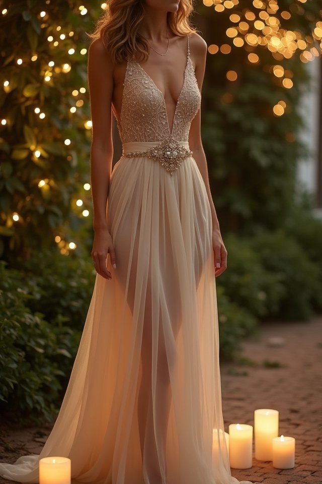 chiffon dress with embellishments