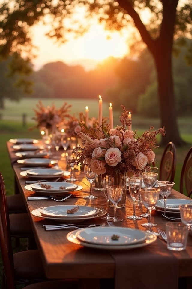 chocolate peach wedding elegance