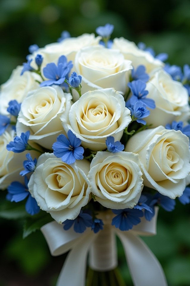 classic white blue roses