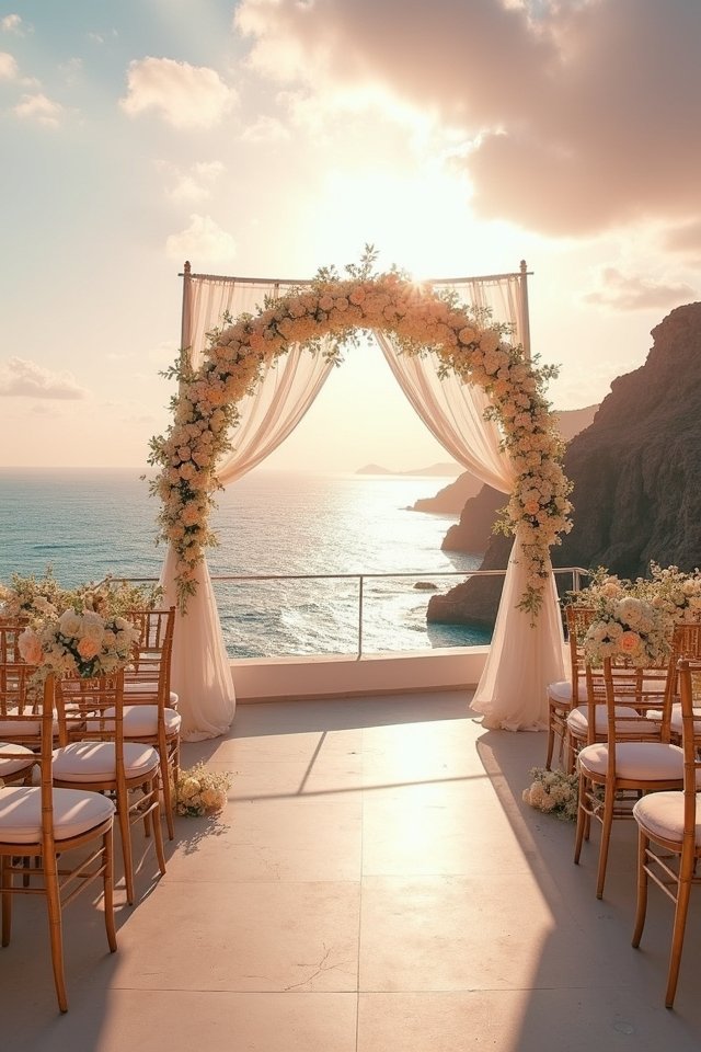 cliffside wedding with ocean