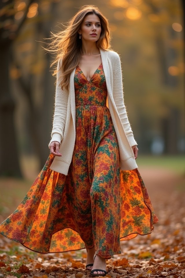 colorful dress cozy cardigan