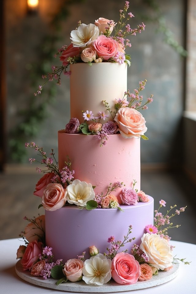 colorful edible flower cake
