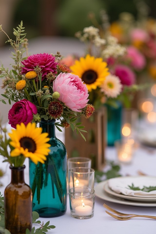 colorful floral arrangements showcased