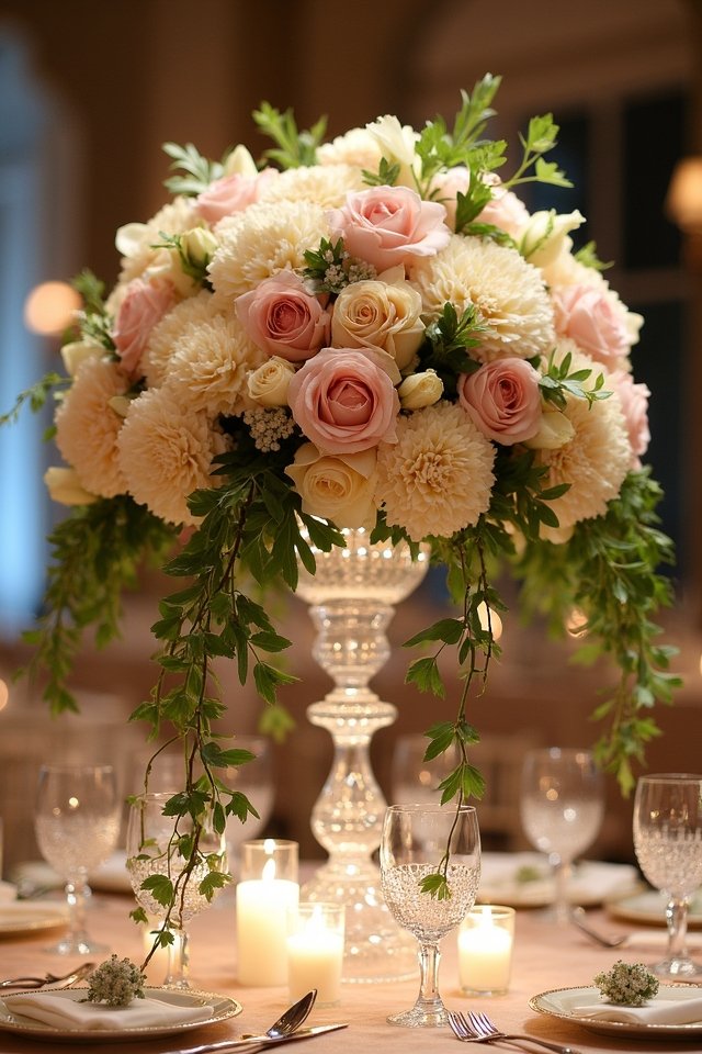 colorful floral cascade centerpiece