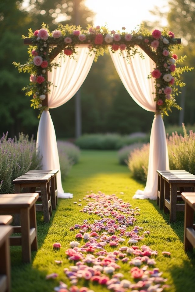 colorful flower petal aisle
