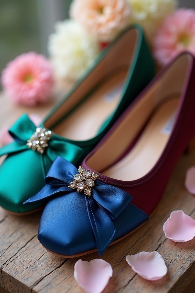 colorful satin wedding flats