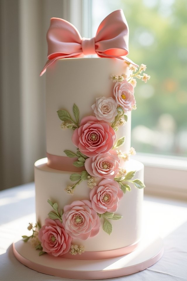 colorful whimsical floral cake