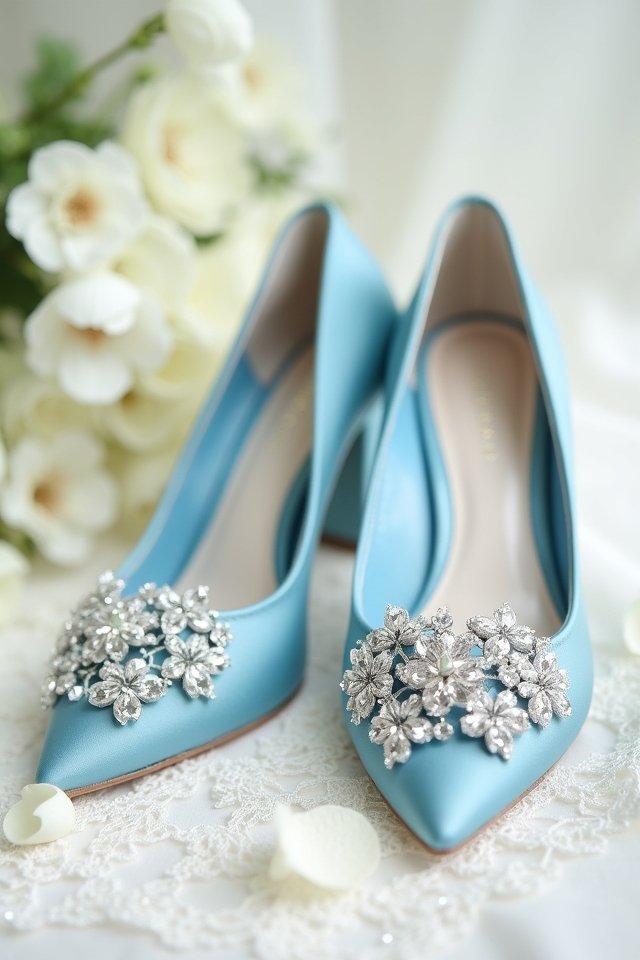 comfortable romantic blue heels