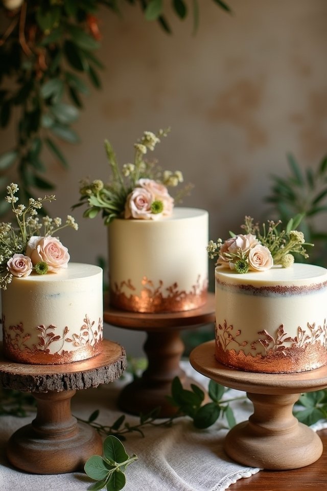 copper and earthy wedding cake