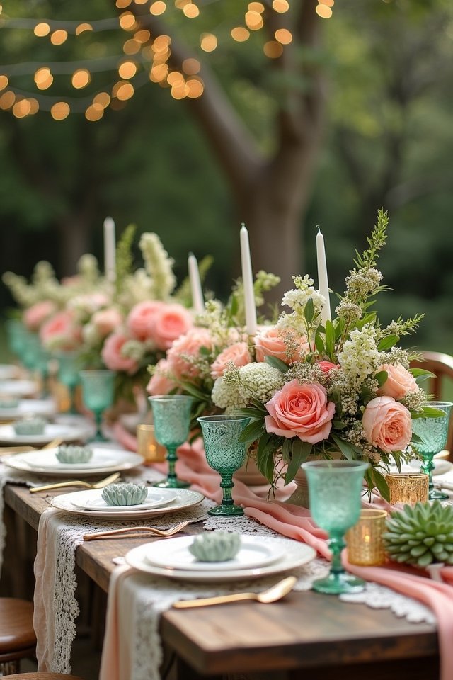 coral and mint green wedding