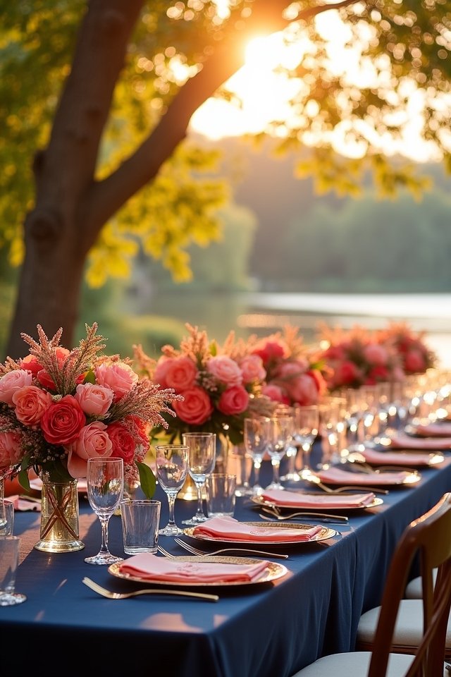 coral and navy wedding elegance