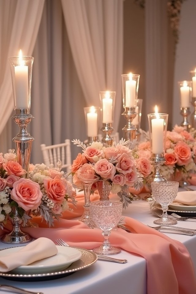 coral and silver elegance
