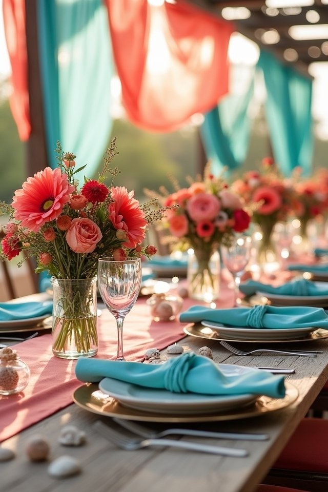 coral and teal wedding bliss