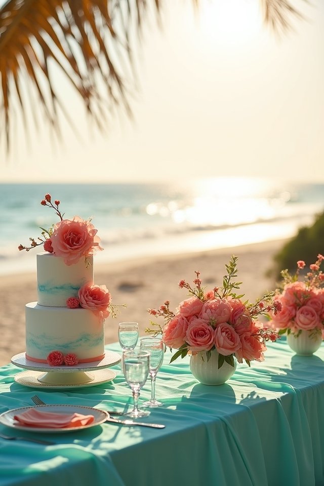 coral and turquoise wedding decorations