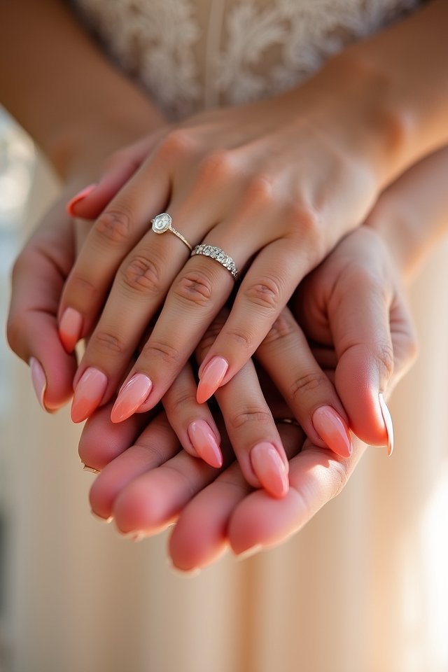 coral to peach gradient nails