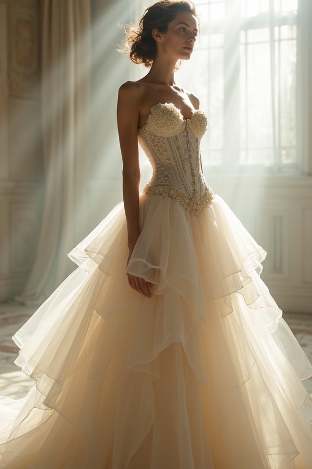 corseted avant garde wedding dress