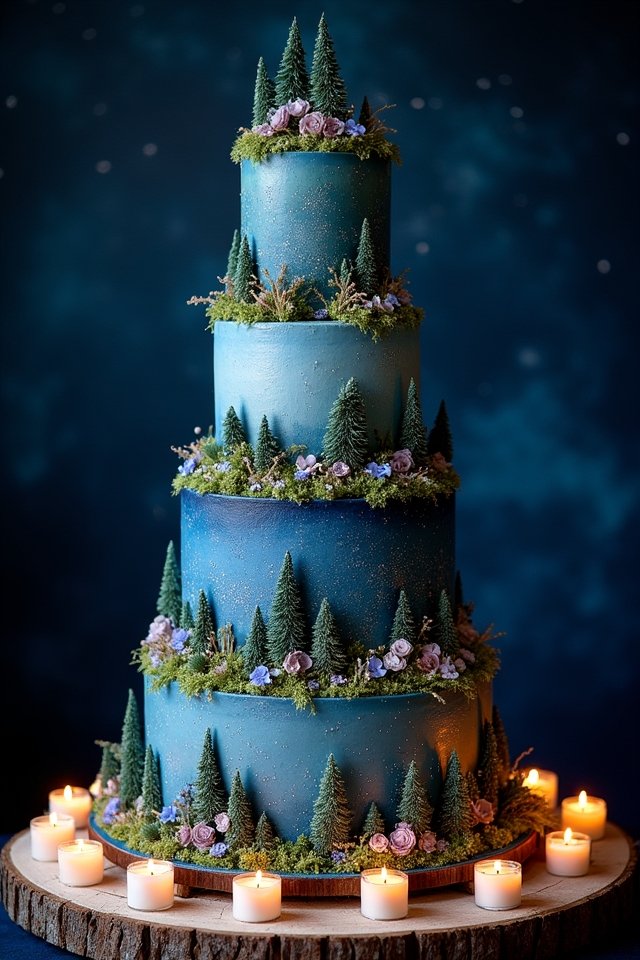 cosmic forest wedding cake