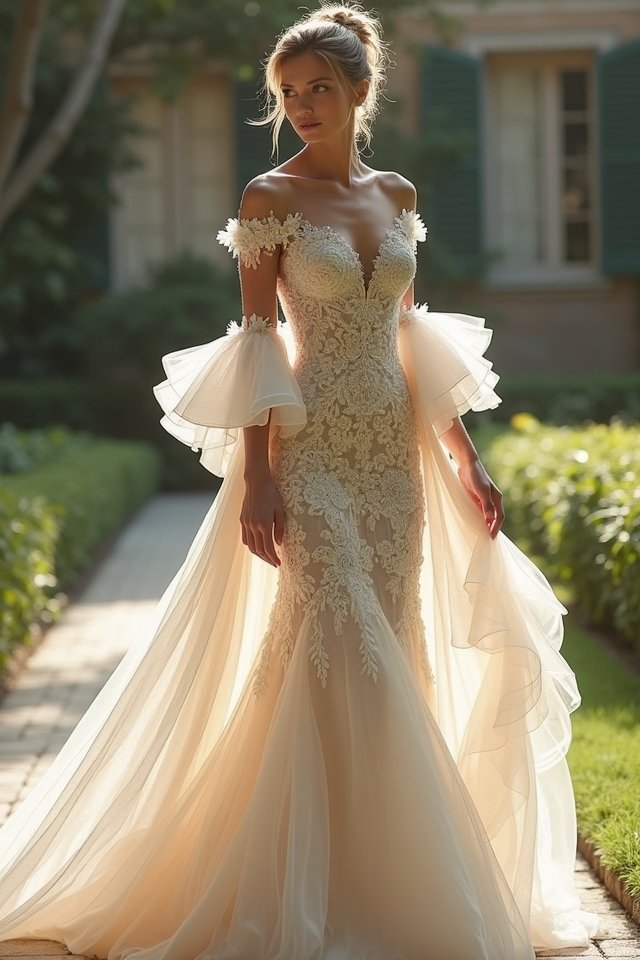 couture gowns with sleeves