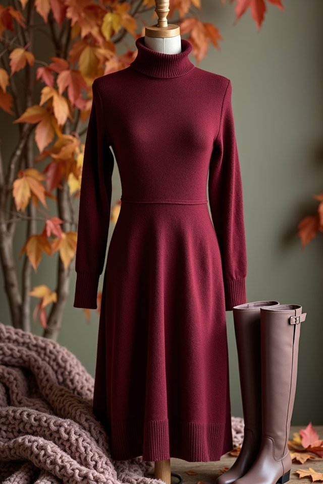 cozy chic turtleneck knit dress