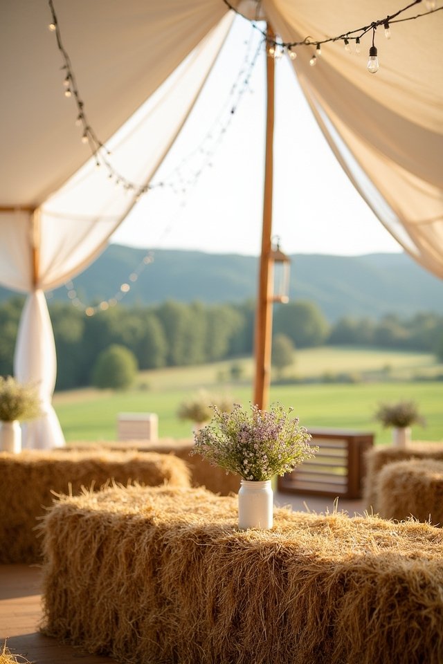 cozy hay bale seating