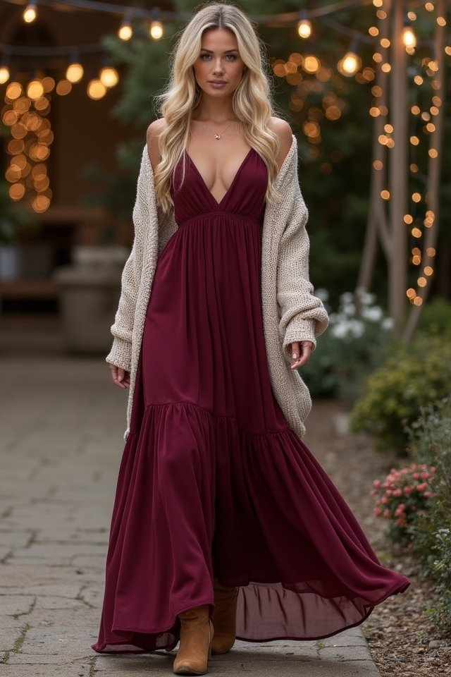 cozy layered maxi dress