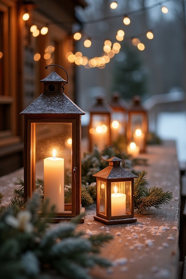 cozy rustic lantern accents