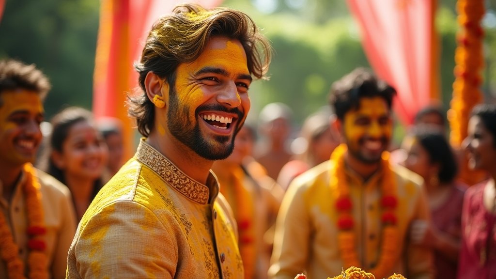 creative groom haldi photography