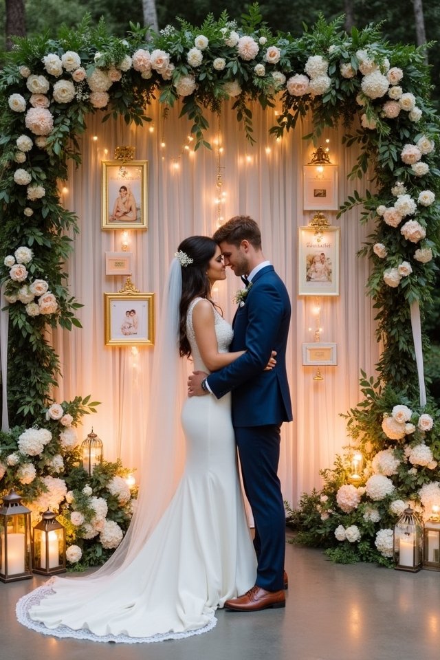 creative wedding photo wall