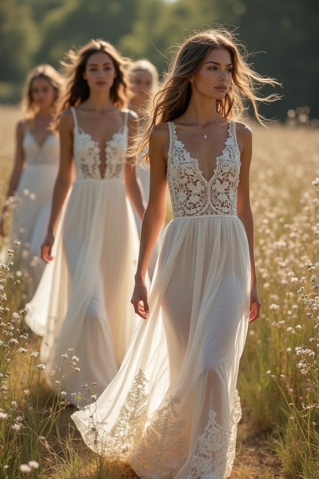 crochet sheer overlay gown