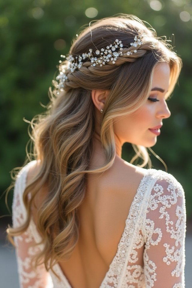 crystal embellished wedding hairstyle