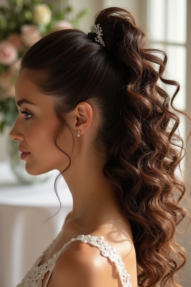 curly high ponytail elegance