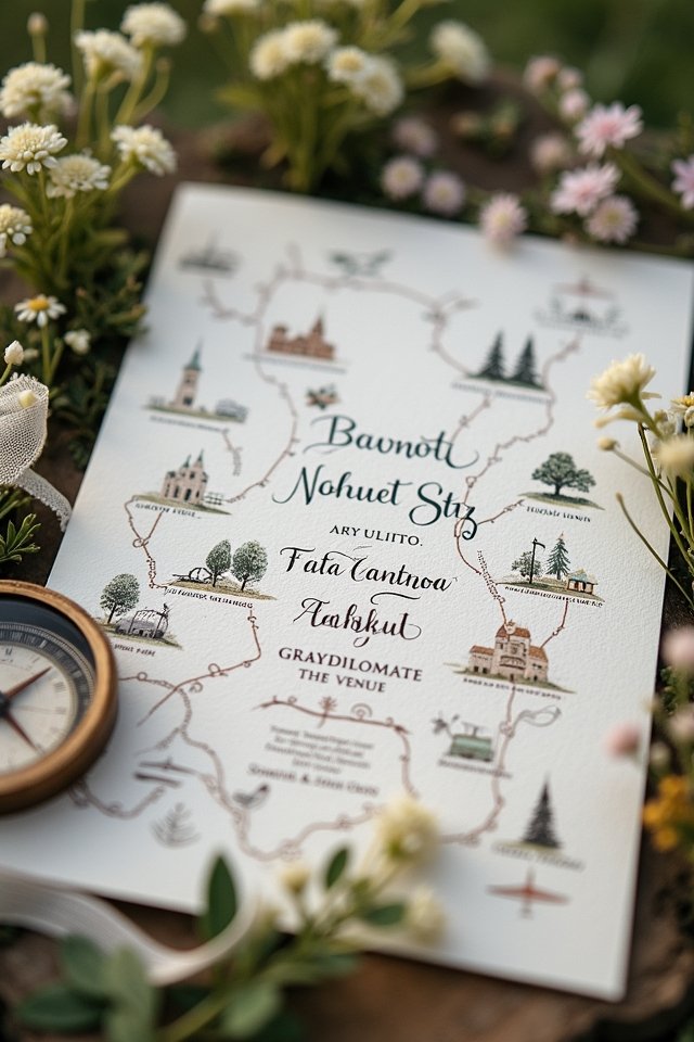 custom illustrated map invitations