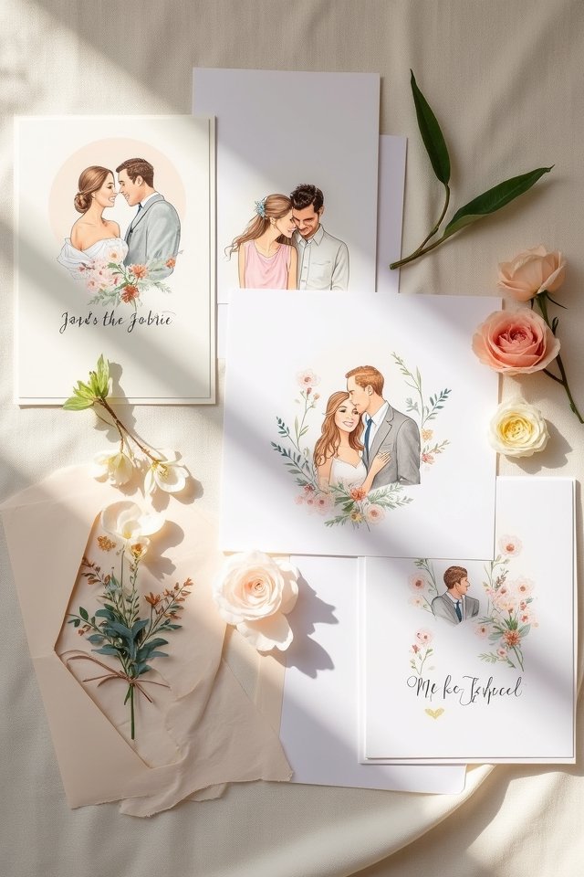 custom illustrated wedding invites