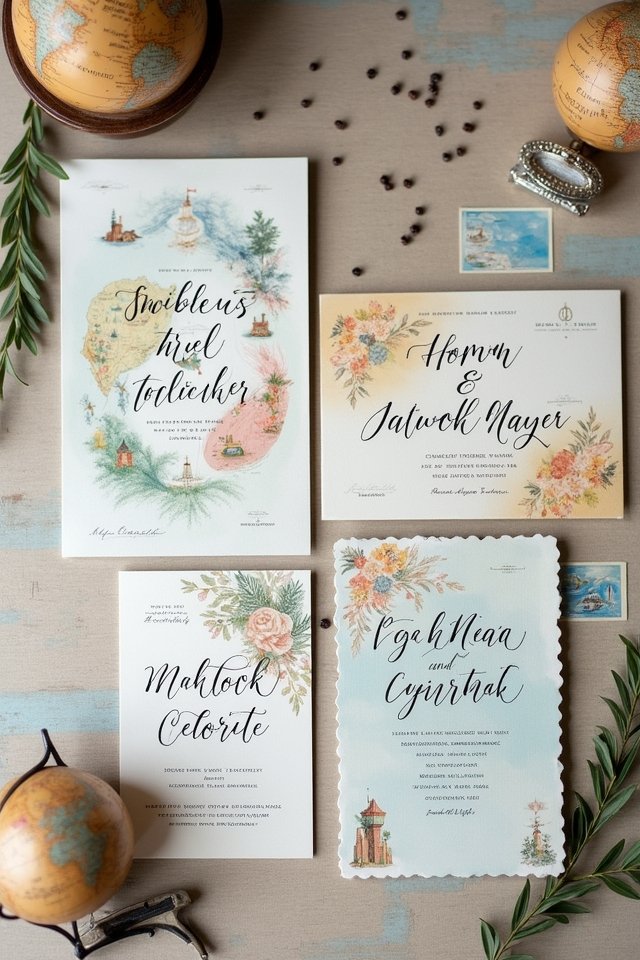 custom travel themed invitations